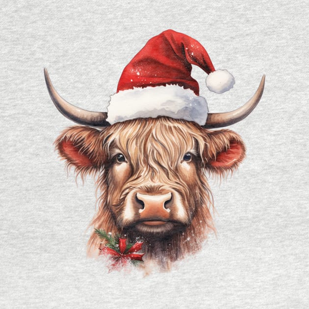 Santa Highland cow by OspreyElliottDesigns